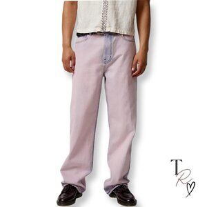 BDG UO Baggy Skate Fit Wide Leg Jeans in Pink Wash Men’s Size 34 x 32